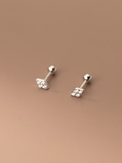 Rosh 925 Sterling Silver Cubic Zirconia Geometric Minimalist Stud Earring 1