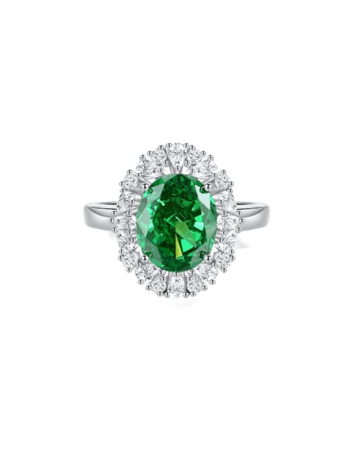 FDJZ 064 Emerald 925 Sterling Silver High Carbon Diamond Geometric Luxury Cocktail Ring
