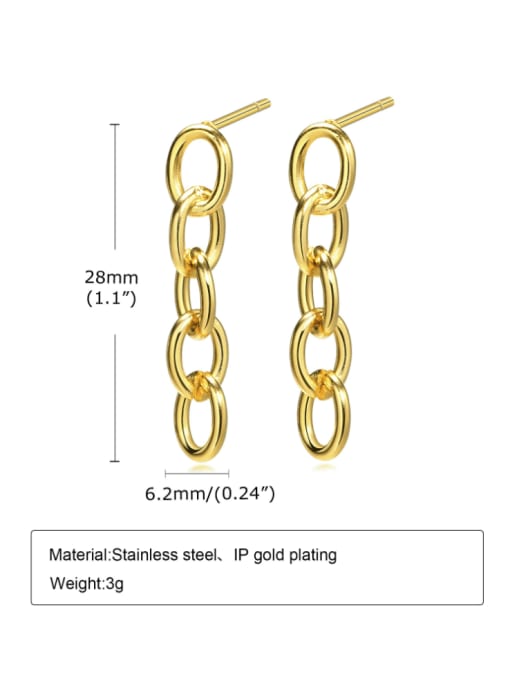 CONG Stainless steel Geometric Chain Minimalist Drop Earring 2