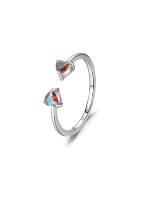 MODN 925 Sterling Silver Cubic Zirconia Heart Minimalist Band Ring 0