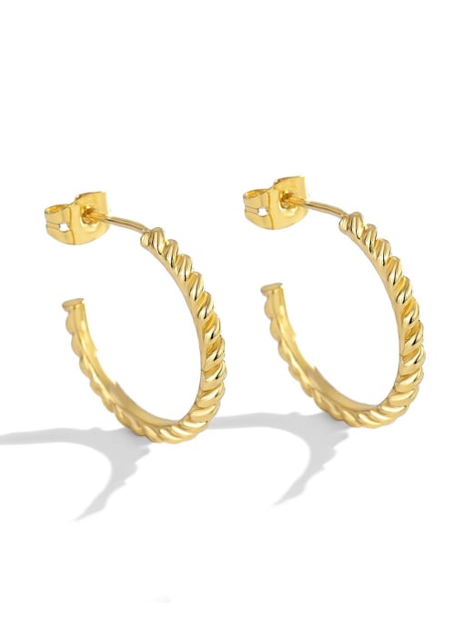 Gold spiral half open Earrings Brass Twist Round Minimalist Stud Earring