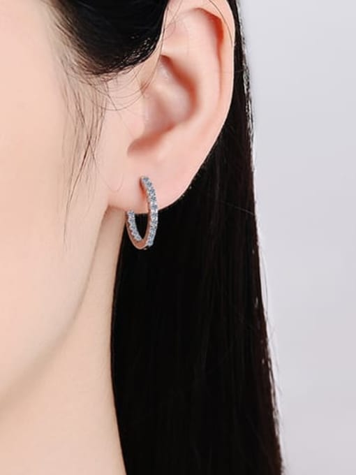 MOISS 925 Sterling Silver Moissanite Geometric Classic Huggie Earring 1