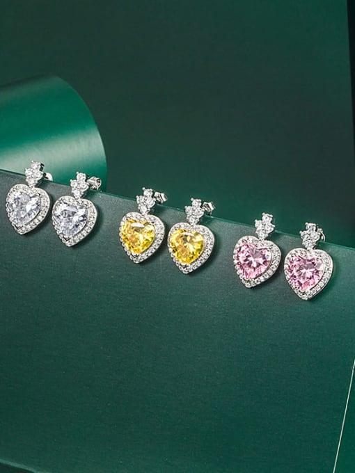 X&S Brass Cubic Zirconia Multi Color Heart Dainty Stud Earring 1