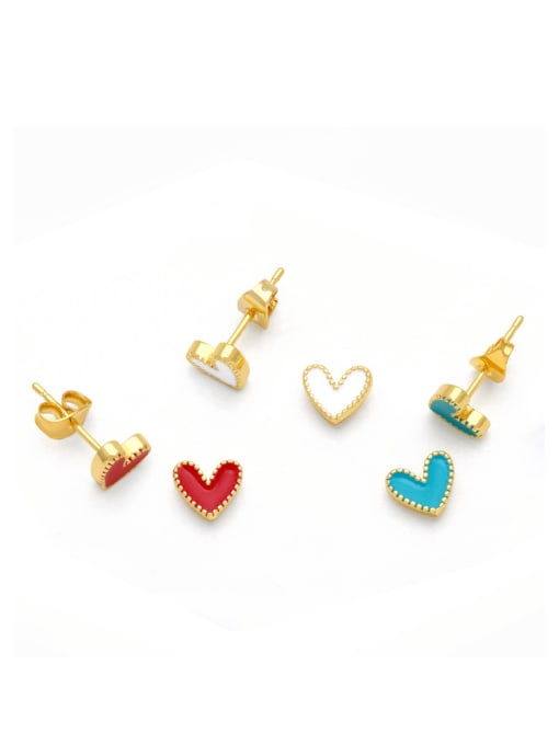 CC Brass Enamel Heart Minimalist Stud Earring 0