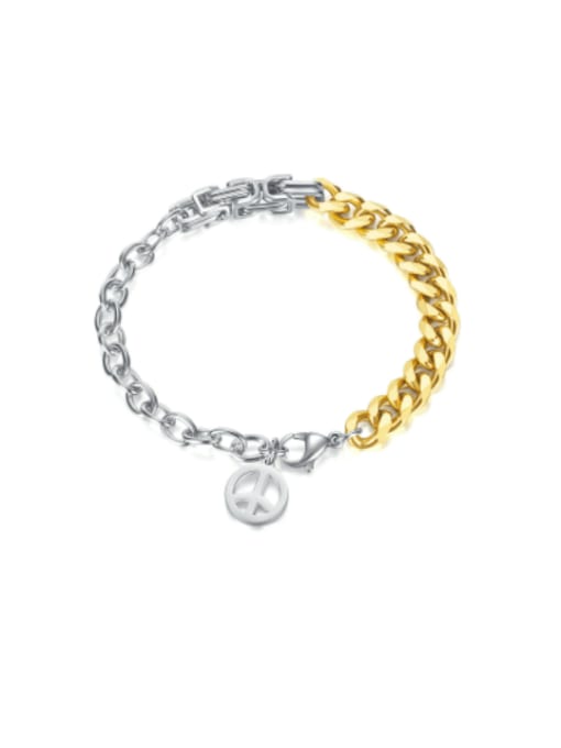 1233 gold bracelets Titanium Steel Geometric Hip Hop Link Bracelet