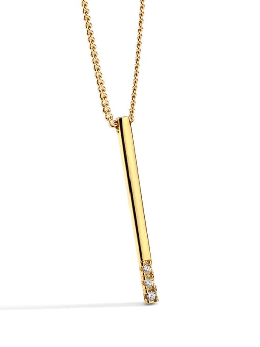 Gold vertical Necklace Brass Rhinestone Geometric Minimalist Necklace