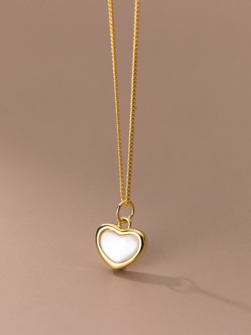 Necklace Gold 925 Sterling Silver Shell Heart Minimalist Necklace