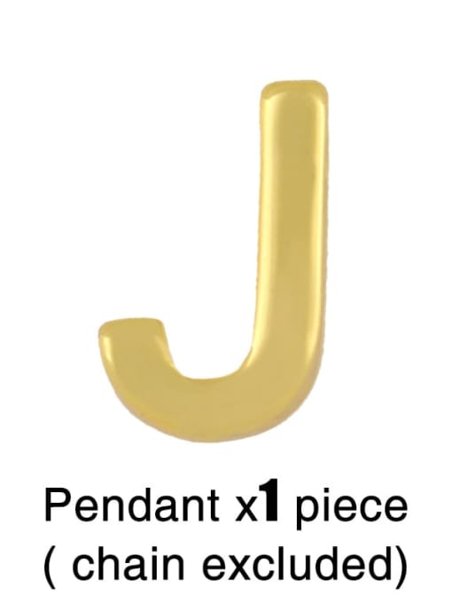 J (without chain) Brass Smooth Minimalist Letter Pendant