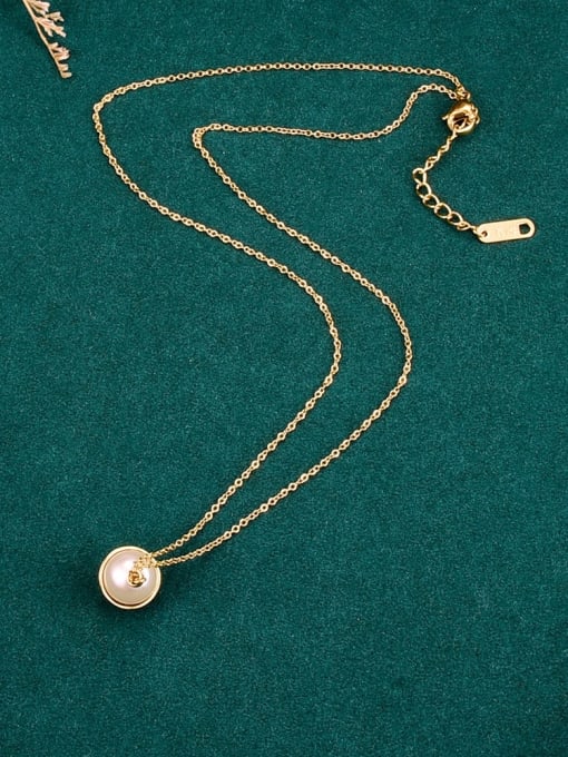A TEEM Titanium Steel Imitation Pearl Heart Minimalist Necklace 2