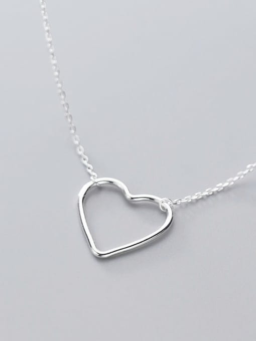 Rosh 925 Sterling Silver Simple Fashion Hollow Heart Pendant Necklace