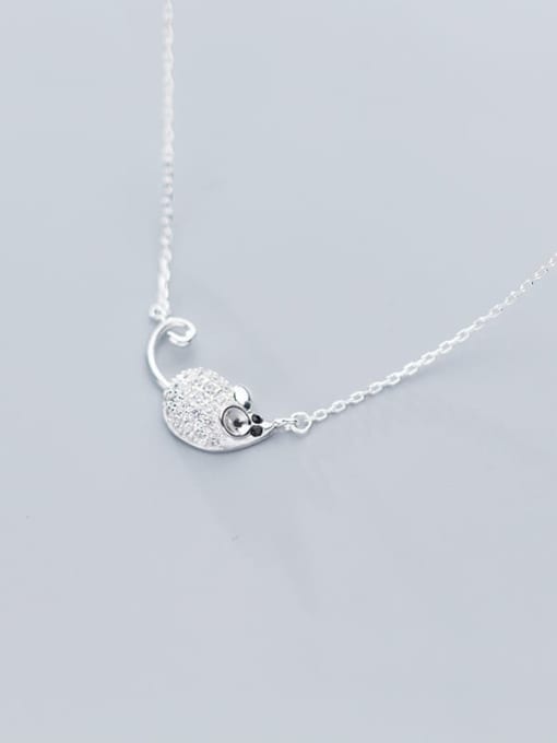 Rosh 925 Sterling Silver Rhinestone  Cute Mouse pendant Necklace 2