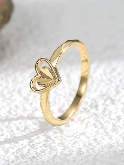 CHARME Brass Heart Hip Hop Band Ring 2