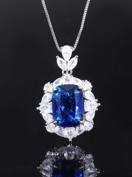 Blue Treasure Pendant Brass Glass Stone Luxury Geometric Ring and Pendant Set