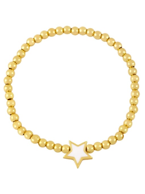 white Brass Enamel Star Vintage Beaded Bracelet