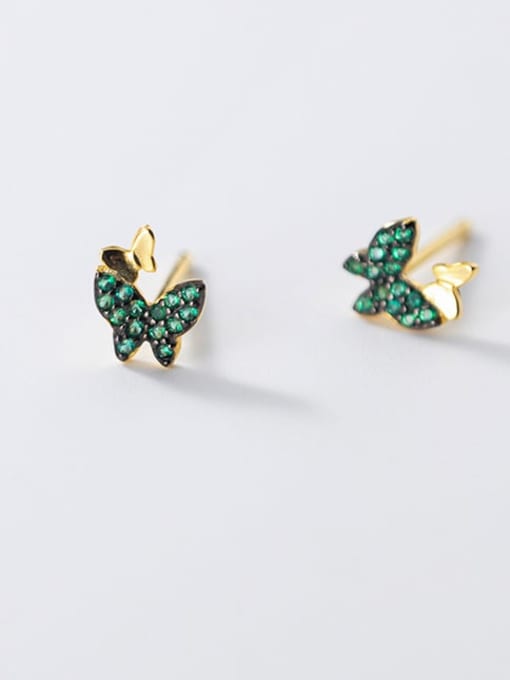 Rosh 925 Sterling Silver Rhinestone Butterfly Cute Stud Earring