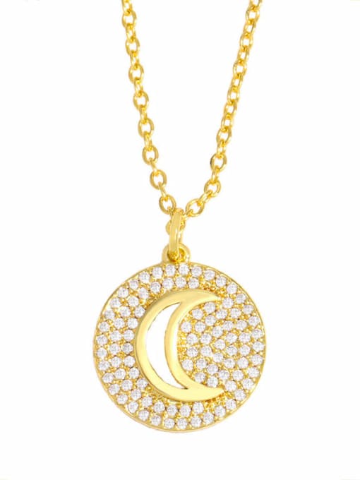 moon Brass Cubic Zirconia Star Vintage Necklace