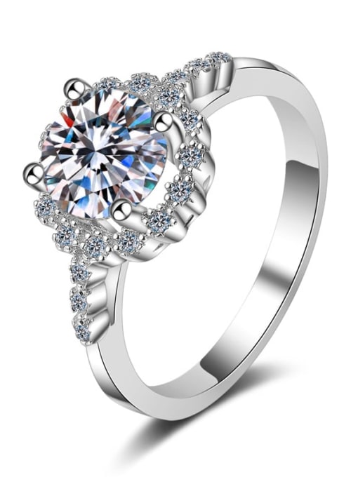 MOISS Sterling Silver Moissanite White  Engagement Rings 3