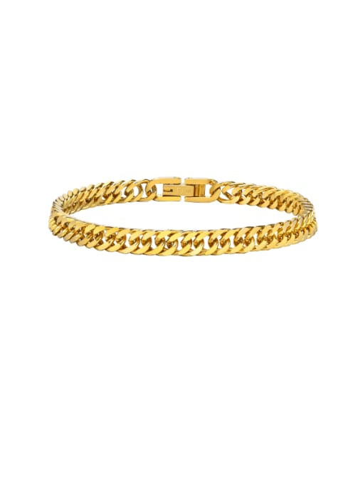 Chain : 5.3MM, bracelet length 18CM Titanium Steel Geometric Hip Hop Link Bracelet