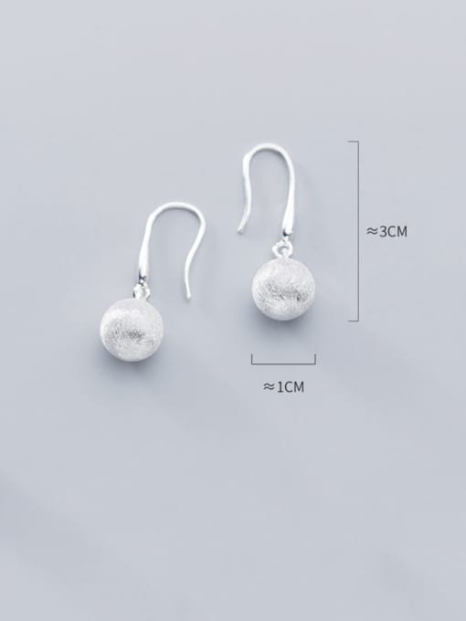 Rosh 925 Sterling Silver With Platinum Plated Minimalist  Round Ball Hook Earrings 2