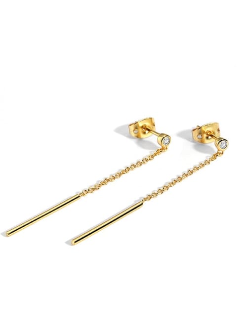 golden Brass Geometric Tassel  Minimalist Threader Earring