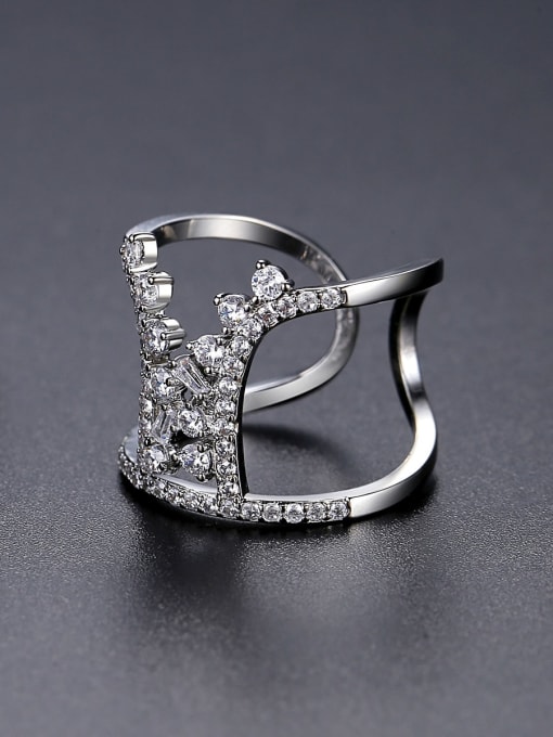 BLING SU Brass Cubic Zirconia Geometric Luxury Stackable Ring 2