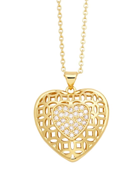A Brass Cubic Zirconia Heart Hip Hop Necklace