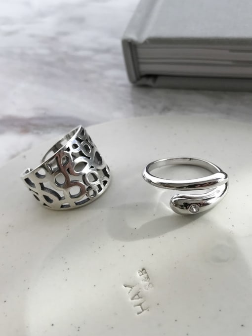 Boomer Cat 925 Sterling Silver Vintage  Eight Character Puzzle Band Ring 1