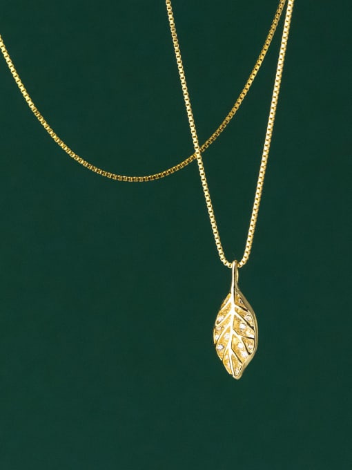 Rosh 925 Sterling Silver Leaf Minimalist Necklace
