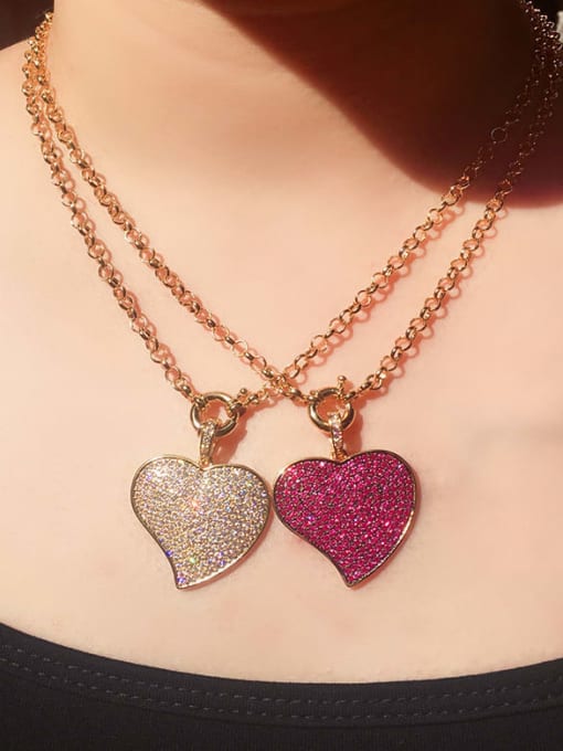 ROSS Copper Cubic Zirconia Heart Vintage Pendant Necklace 1