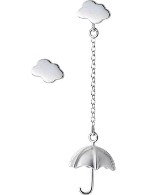 Rosh 925 Sterling Silver Cloud Minimalist Asymmetrical umbrella long Drop Earring 4