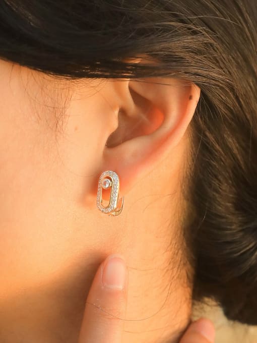 CONG Brass Cubic Zirconia Geometric Minimalist Stud Earring 1