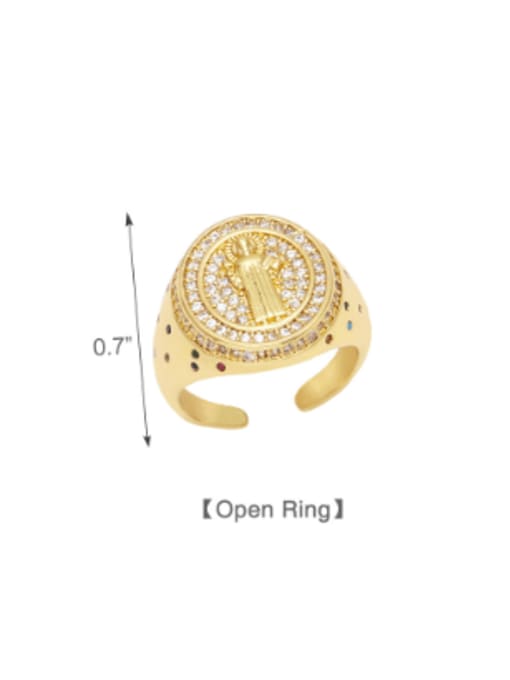 CC Brass Cubic Zirconia Geometric Vintage Band Ring 2