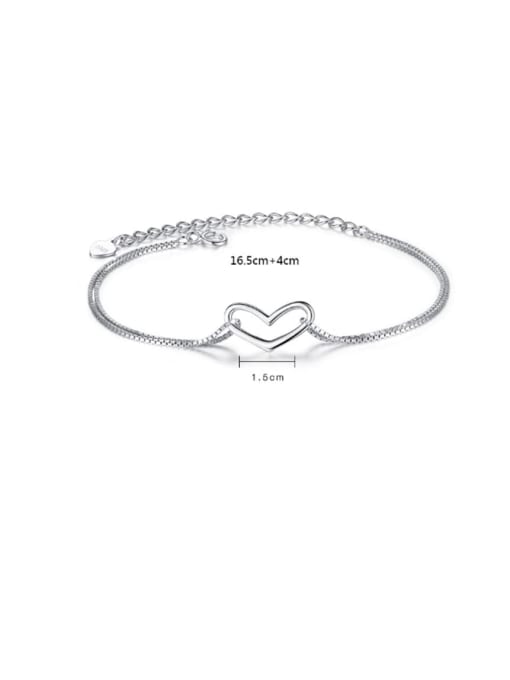 CCUI 925 Sterling Silver  Minimalist  Heart Link Bracelet 0