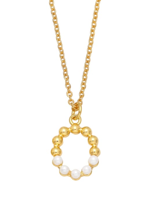 O Brass Imitation Pearl Letter Minimalist Necklace