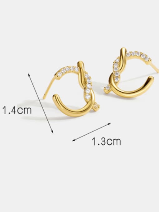 CHARME Brass Cubic Zirconia knot Minimalist Stud Earring 1
