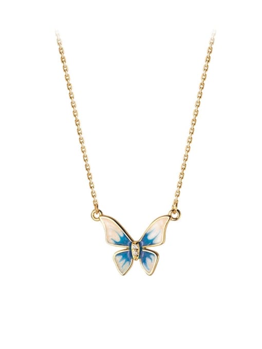 Rosh 925 Sterling Silver Enamel Butterfly Minimalist Necklace 4