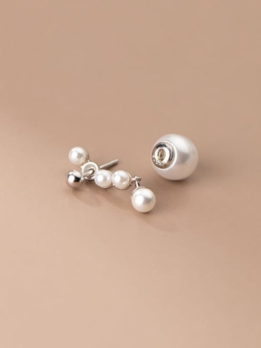 Rosh 925 Sterling Silver Imitation Pearl Irregular Minimalist Drop Earring 1