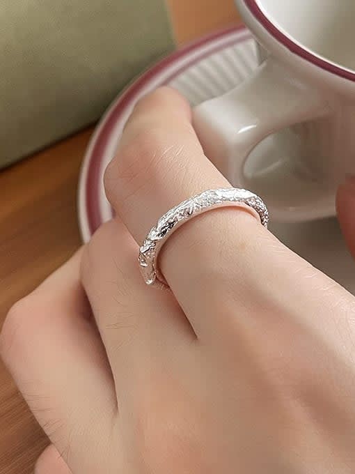 Boomer Cat 925 Sterling Silver Rhinestone  Minimalist Special Shaped Wire Refers Band Ring 1