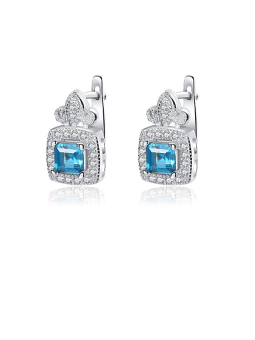 CCUI 925 Sterling Silver Cubic Zirconia  luxurious Square Trend Stud Earring 0