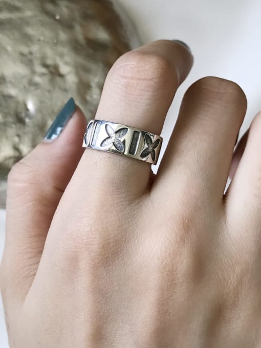 Boomer Cat 925 Sterling Silve Letter Vintage Geometric pattern letters Band Ring 1