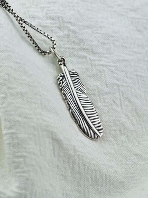 SHUI Vintage Sterling Silver With Vintage Feather Pendant Diy Accessories 2