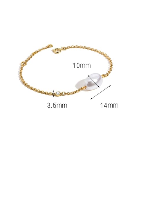 CHARME Brass Freshwater Pearl Irregular Minimalist Link Bracelet 4