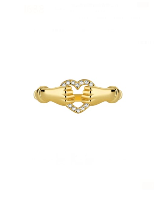 CHARME Brass Cubic Zirconia Heart Dainty Band Ring 0