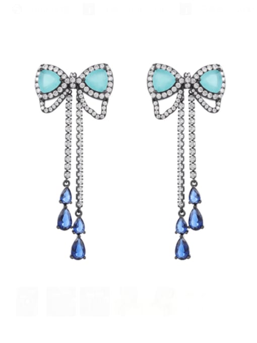 Luxu Brass Cubic Zirconia Water droplets Tassel Luxury Cluster Earring