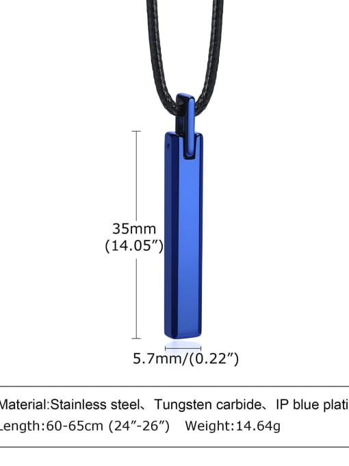 Blue pendant wax rope Titanium Steel Minimalist Geometric Pendant