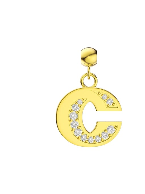 Single Letter C 925 Sterling Silver Cubic Zirconia Letter Minimalist Necklace