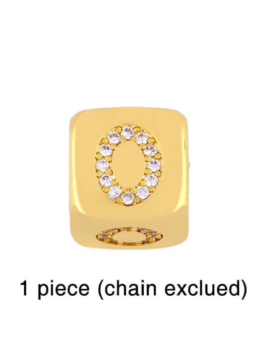 O Brass Cubic Zirconia square  Letter Minimalist Adjustable Bracelet