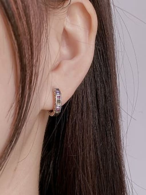 KDP-Silver 925 Sterling Silver Cubic Zirconia Geometric Vintage Huggie Earring 1