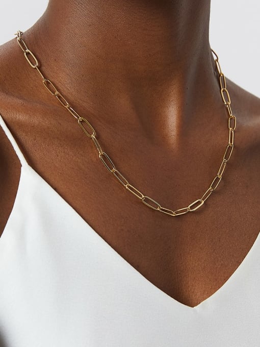 CHARME Brass Geometric Minimalist Pin Chain Necklace 1