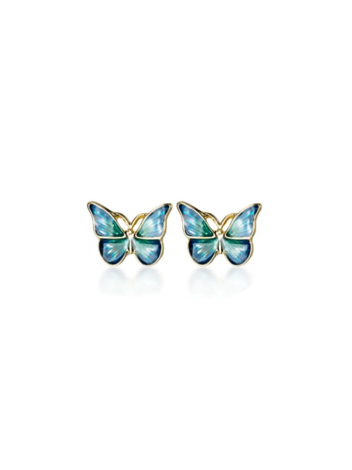 Rosh 925 Sterling Silver Enamel Butterfly Dainty Stud Earring
